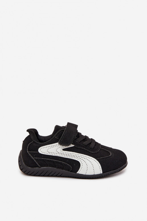 Kinder sneakers met klittenbandsluiting in zwart en wit Perrin