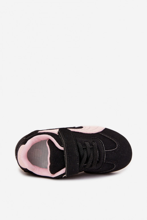 Kinder sneakers met klittenbandsluiting in zwart en roze Perrin