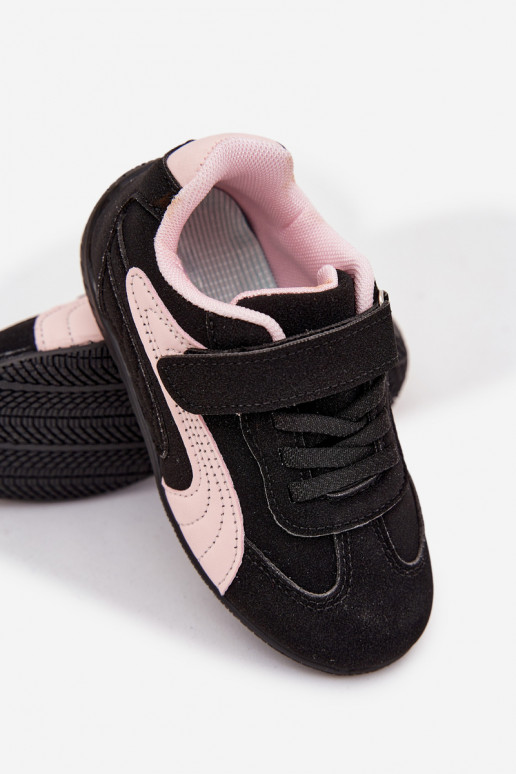 Kindersneaker mit Klettverschluss in Schwarz und Rosa Perrin