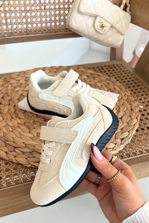 Baskets pour enfants avec fermeture auto-agrippante couleur sable Perrin