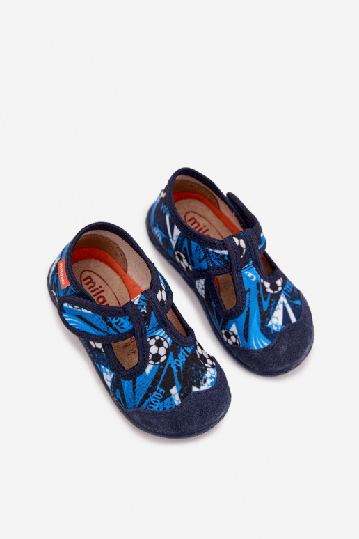Chaussons enfants Milami avec fermetures adhésives Balls bleu foncé Jasimrra