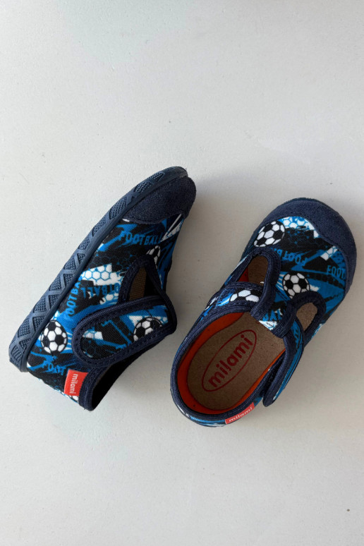 Kinderslippers Milami met klittenbandsluitingen Ballen donkerblauwe kleur Jasimrra