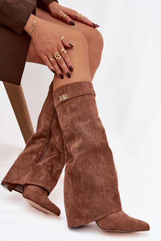 Stiefel aus Öko-INildlederoZue Obcas Słupek Zum Schloss sich Zuarm laufen INyZuinięta CholeZuka Beige Evyra