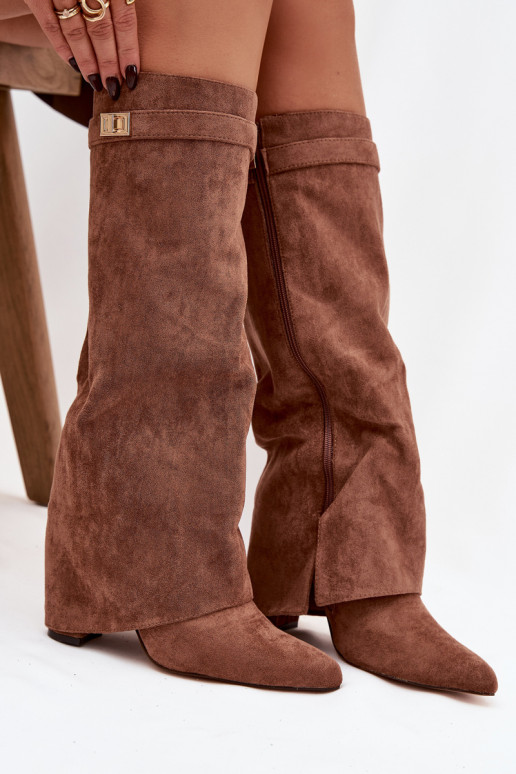 Stiefel aus Öko-INildlederoZue Obcas Słupek Zum Schloss sich Zuarm laufen INyZuinięta CholeZuka Beige Evyra