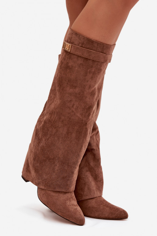 bottes en daim écologiqueoÀe Obcas Słupek Au Château réchauffer DANSyÀinięta CholeÀka beige Evyra