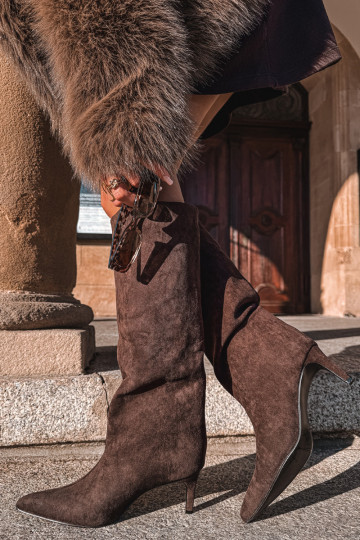 bottes pour femmesen daim écologiqueu Un modèle convaincant avec des talons fins CzekoladoÀe Phelin 2