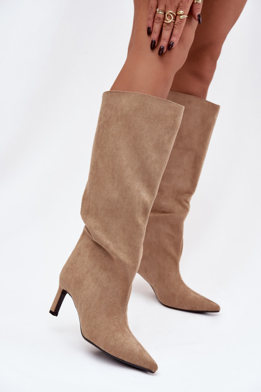 bottes pour femmesen daim écologiqueu Un modèle convaincant avec des talons fins beige Phelin