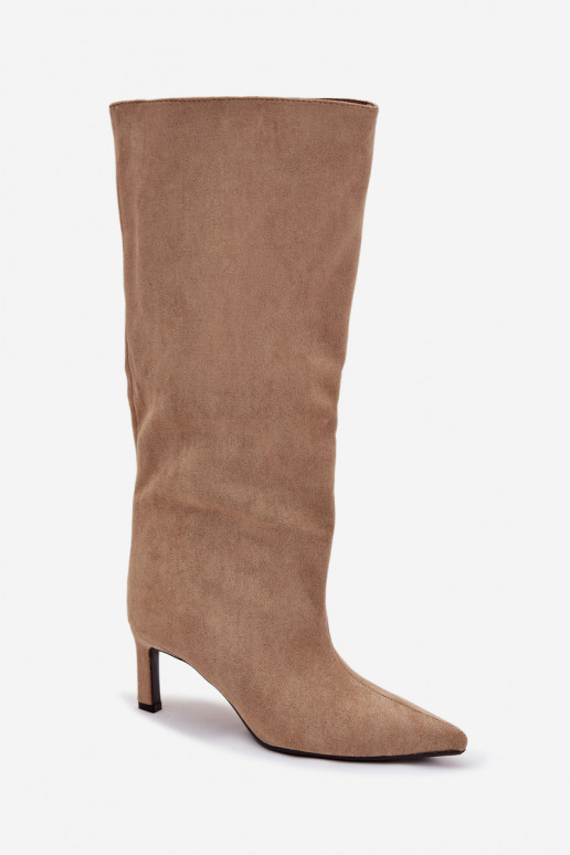 bottes pour femmesen daim écologiqueu Un modèle convaincant avec des talons fins beige Phelin