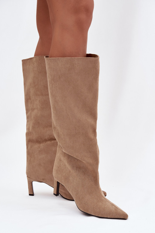 bottes pour femmesen daim écologiqueu Un modèle convaincant avec des talons fins beige Phelin