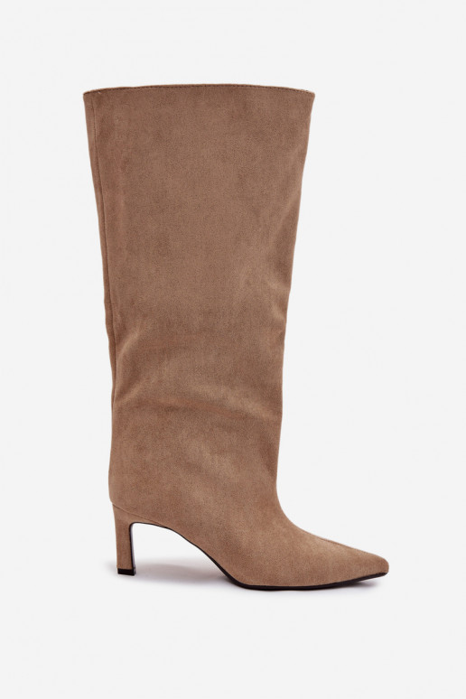 bottes pour femmesen daim écologiqueu Un modèle convaincant avec des talons fins beige Phelin