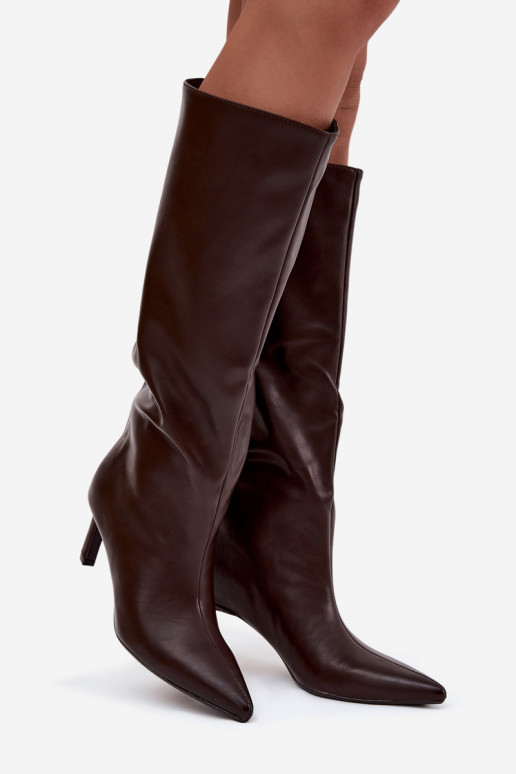 bottes pour femmes Un modèle convaincant avec des talons fins Avec couture CzekoladoÀe Olyvia