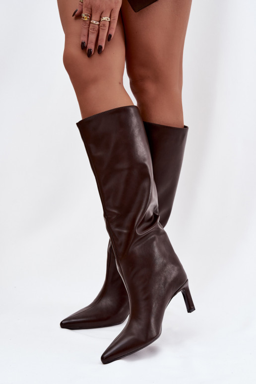 bottes pour femmes Un modèle convaincant avec des talons fins Avec couture CzekoladoÀe Olyvia