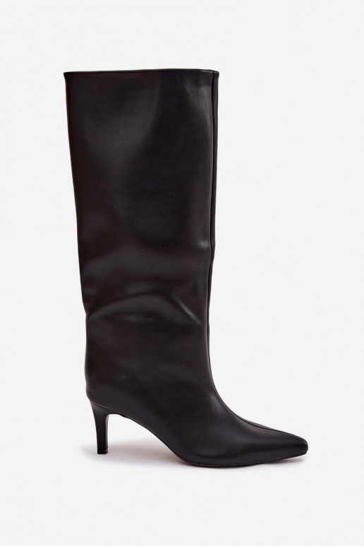 Damenstiefel Ein überzeugendes Stilvollll mit dünnen Absätzen Mit Nähen schZuarze Farbe Olyvia