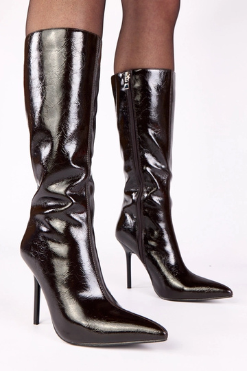 Bottines vernies marron à...