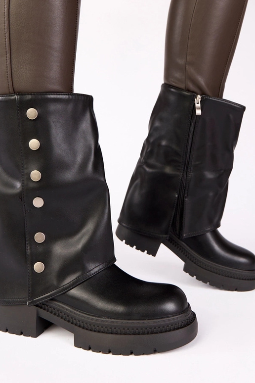 Bottines noires avec tige repliée sur...