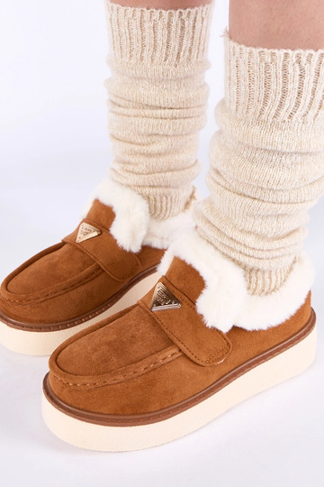 Mocassins marron chauds avec fourrure Loafy 2