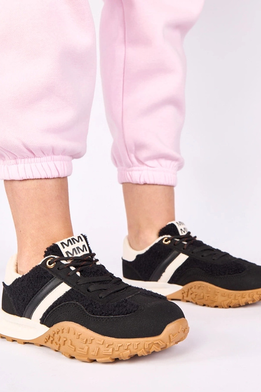 Baskets noires chaudes avec fourrure...