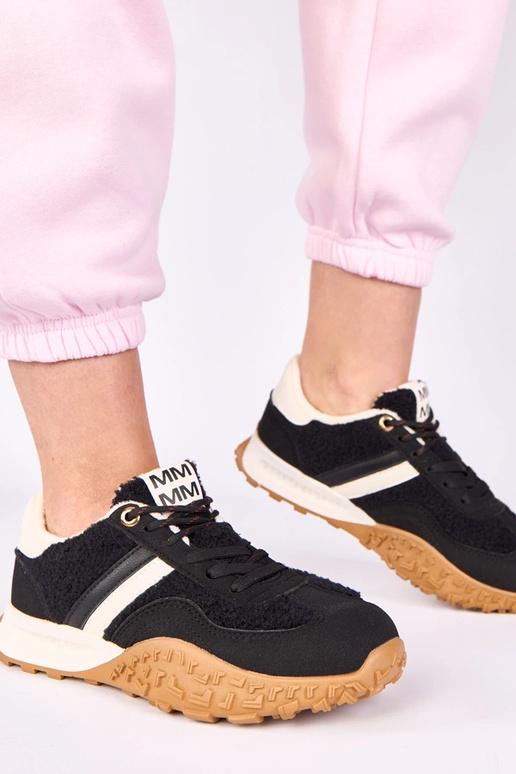 Zwarte warme sneakers met bont Sanna