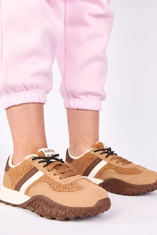 Bruine warme sneakers met bont Sanna