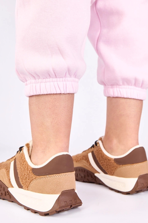 Bruine warme sneakers met bont Sanna