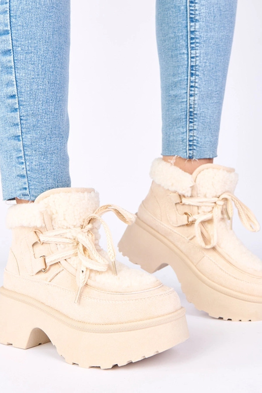 Bottes à neige sable avec fourrure à...