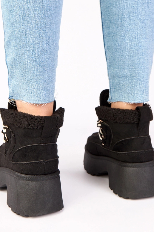 Bottes à neige noires avec fourrure à...