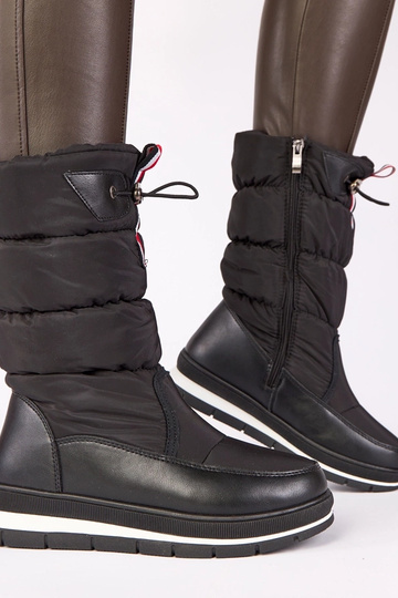 Schwarze Schneestiefel mit niedrigem Absatz und elastischem Band Sophie 2