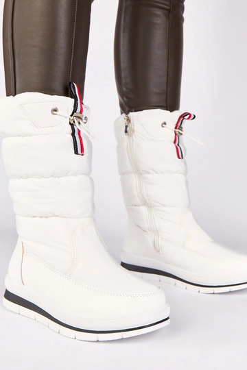 Bottes à neige blanches à petit talon avec bande élastique Sophie