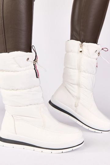 Weiße Schneestiefel mit niedrigem Absatz und elastischem Band Sophie 2