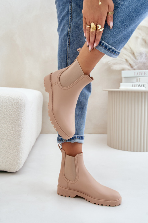 Gummistiefel FemininElastycznymi INstaZukami Beige Ciariel