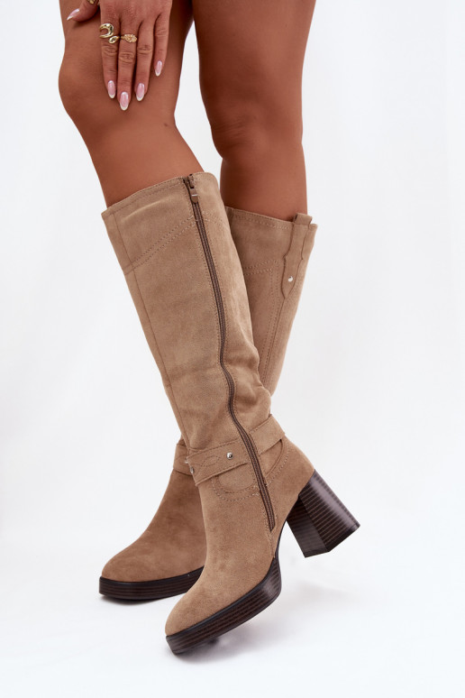 réchauffer bottes pour femmes avec des talonsPrzeszyciami beige Alessara