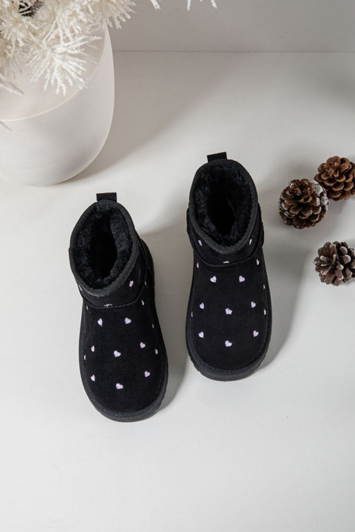 Bottes de neige pour enfants avec cœurs, couleur noire Gracina