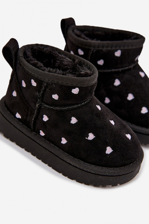 Bottes de neige pour enfants avec cœurs, couleur noire Gracina
