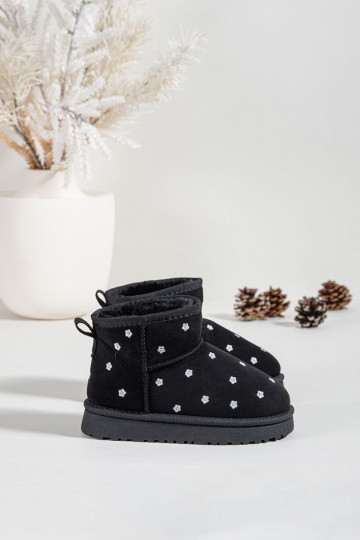 Bottes de neige pour enfants avec motifs floraux, couleur noire Gracina
