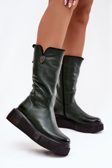 Zazoo 70121 Peau Féminin bottes Avec Vilna couleur verte 2