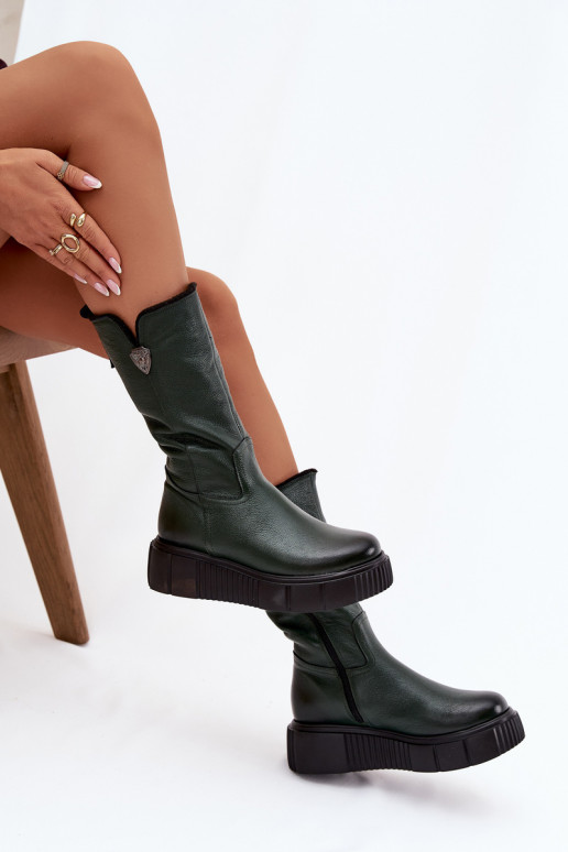 Zazoo 70121 Peau Féminin bottes Avec Vilna couleur verte
