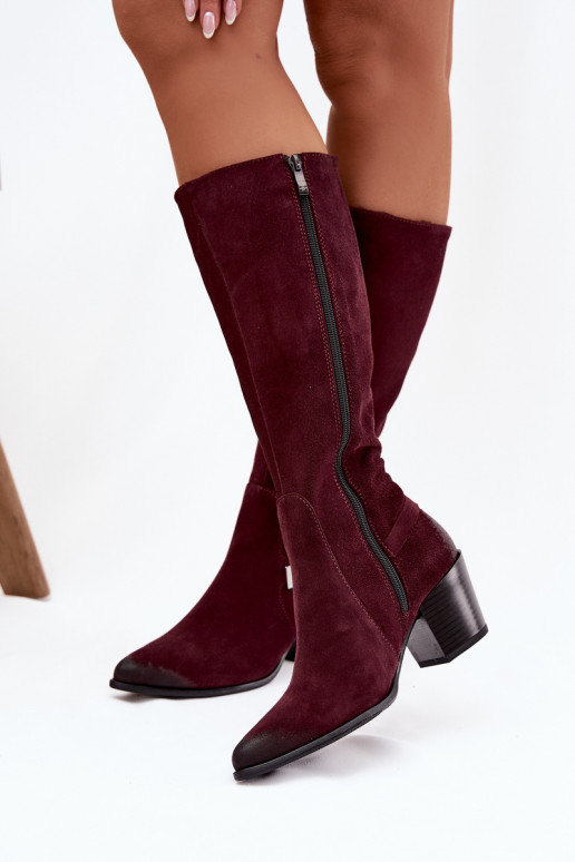 Peau en daim bottes avec des talons avec boucles réchauffer Zazoo 70156 Bourgogne