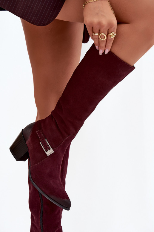 Peau en daim bottes avec des talons avec boucles réchauffer Zazoo 70156 Bourgogne