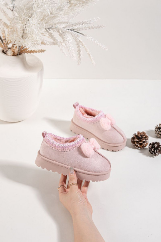 Bottes de neige pour enfants avec broderie et ruban, couleur rose Daven