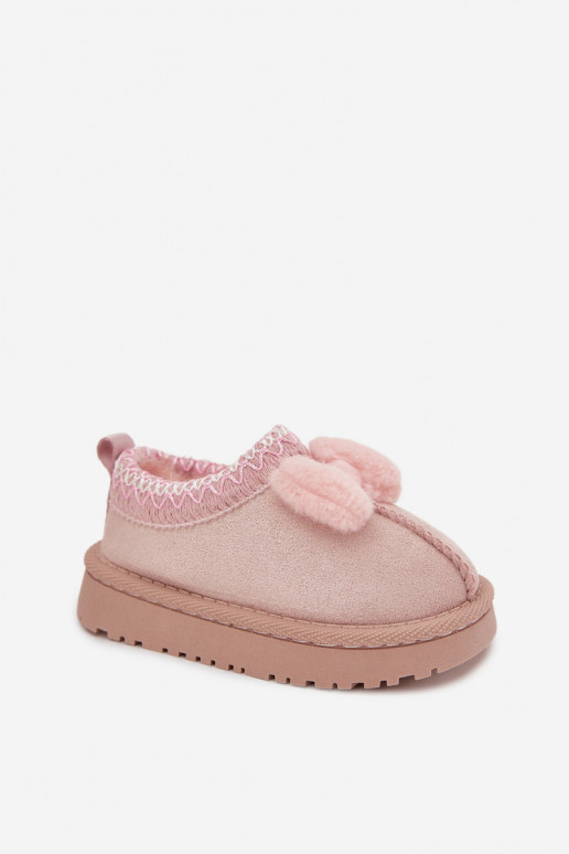 Bottes de neige pour enfants avec broderie et ruban, couleur rose Daven