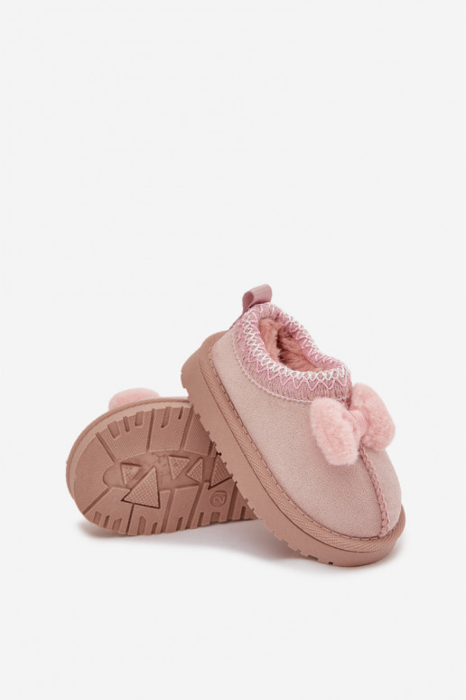 Bottes de neige pour enfants avec broderie et ruban, couleur rose Daven