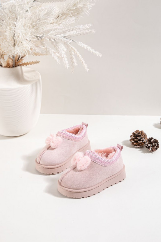 Bottes de neige pour enfants avec broderie et ruban, couleur rose Daven