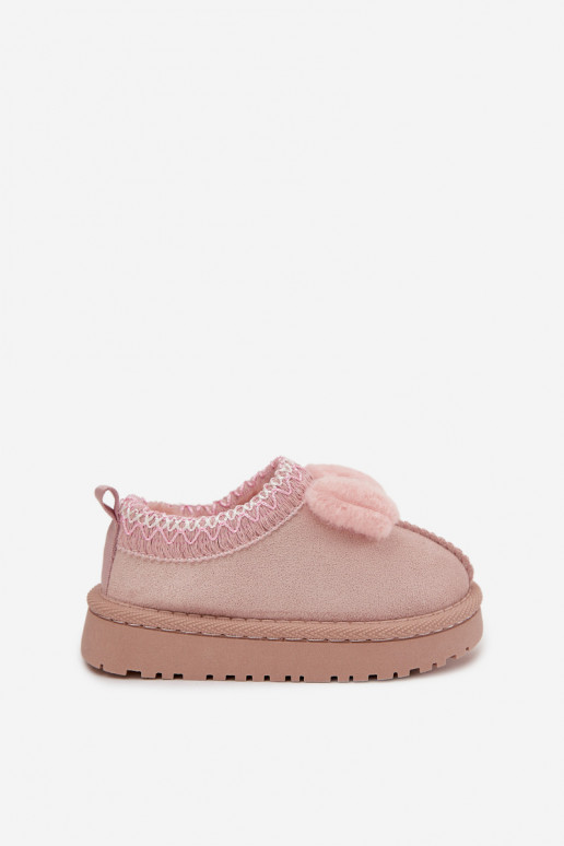 Kinder-Schneestiefel mit Stickerei und Schleife in rosa Daven