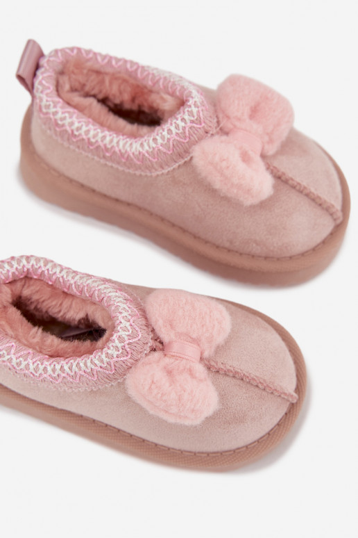 Bottes de neige pour enfants avec broderie et ruban, couleur rose Daven