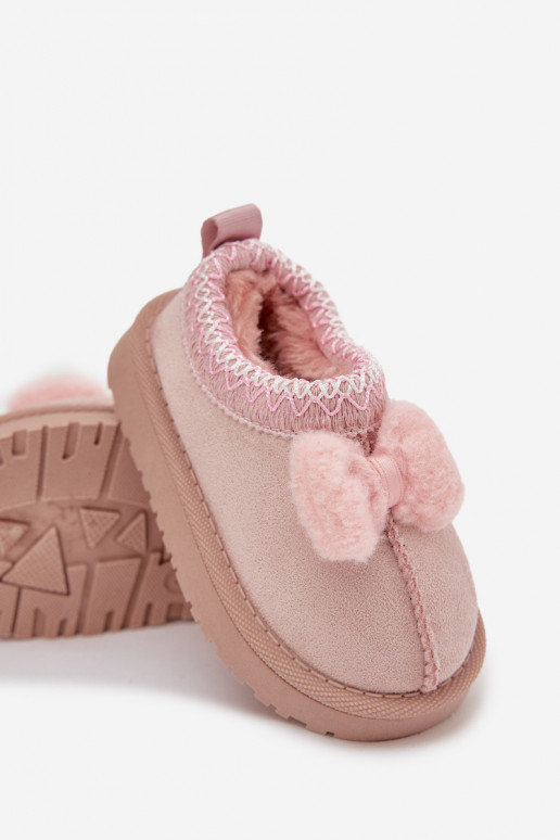 Bottes de neige pour enfants avec broderie et ruban, couleur rose Daven