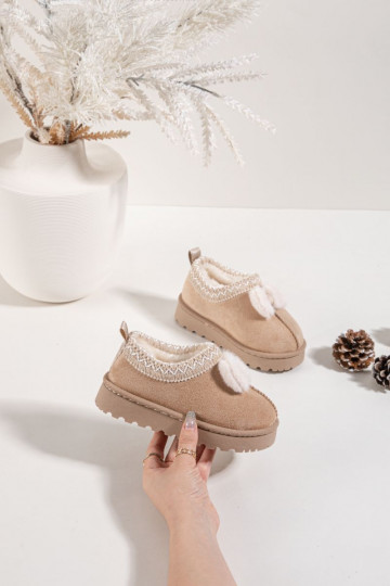 Bottes de neige pour enfants avec broderie et ruban, couleur sable Daven 2