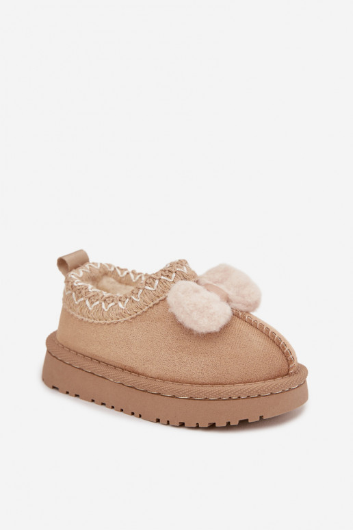 Bottes de neige pour enfants avec broderie et ruban, couleur sable Daven