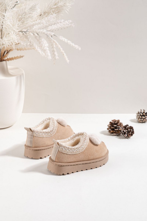 Bottes de neige pour enfants avec broderie et ruban, couleur sable Daven
