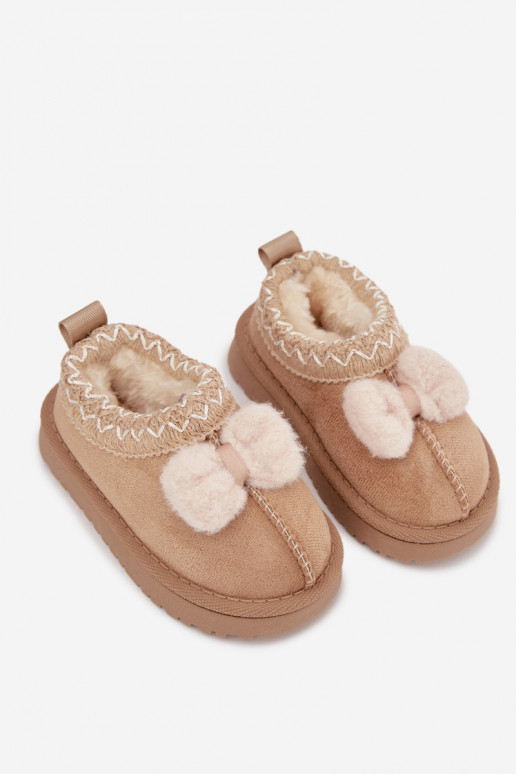 Bottes de neige pour enfants avec broderie et ruban, couleur sable Daven