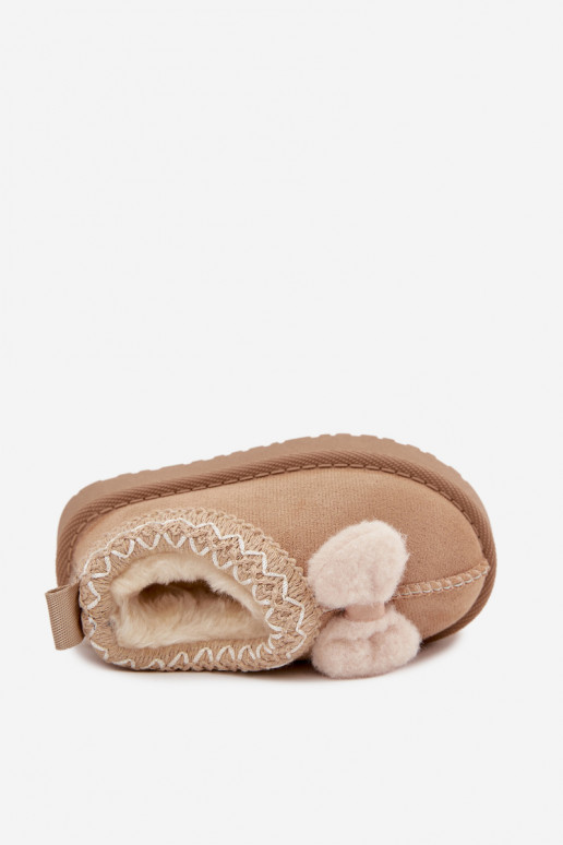 Kinder sneeuwlaarzen met borduursel en strik, zandkleur Daven